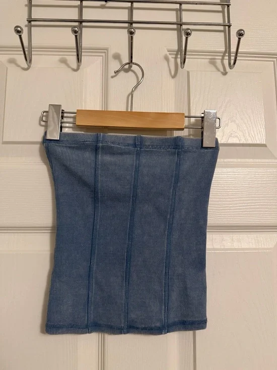 H&M Blue Ribbed Tube Top - Picture 2 of 3
